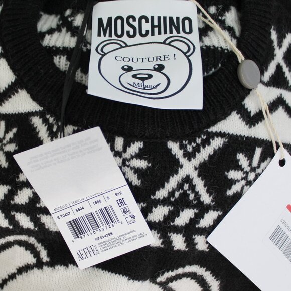 NWT Moschino Teddy Bear Sweater Dress | Cozy Knit Logo Winter Dress - Picture 3 of 15
